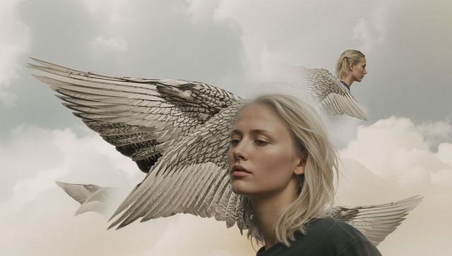 Ethereal Vision of Winged Women in Cloud-filled Sky