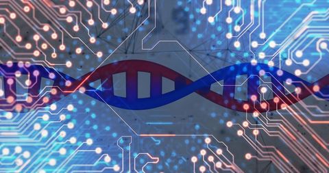 DNA Strand with Digital Circuitry Fusion Concept - Download Free Stock Images Pikwizard.com