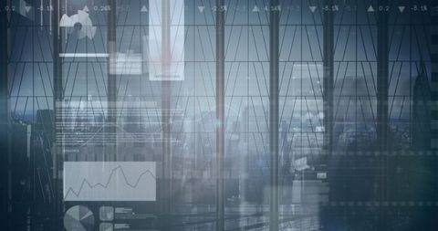 Financial Data Overlay with Business Professionals Walking - Download Free Stock Images Pikwizard.com