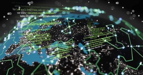 Futuristic Digital Globe with Coding Streams and Data Flow - Download Free Stock Images Pikwizard.com