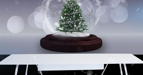 Christmas Snow Globe with Falling Snow and Glowing Lights