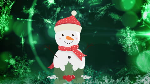 Festive Snowman Animation on Green Holiday Background