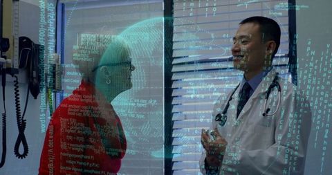 Healthcare Professional Discussing Medical Data with Senior Patient