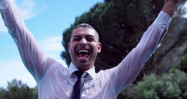 Businessman screaming and having fun in slow motion  - Download Free Stock Photos Pikwizard.com