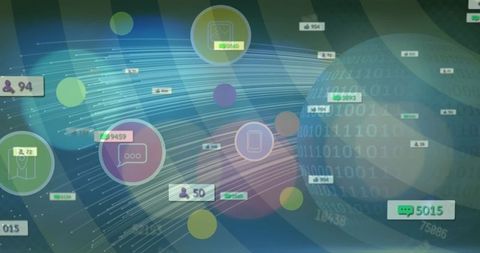 Futuristic Digital Network with Binary Code and Social Media Icons - Download Free Stock Images Pikwizard.com