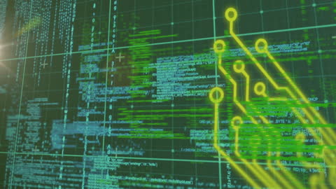 Digital Data Processing Technology Animation with Network Connections
