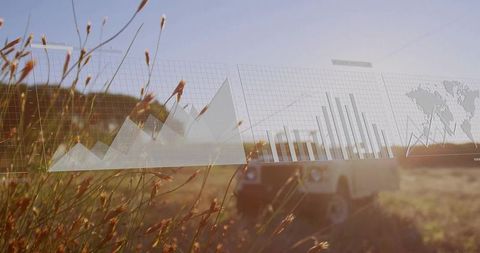 Rural Landscape with Off-Road Vehicle and Data Analytics Overlay