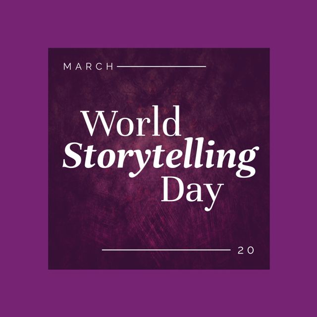 World Storytelling Day Textured Purple Background Graphic - Download Free Stock Templates Pikwizard.com