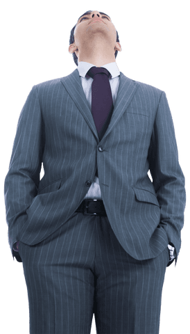 Confident Biracial Businessman in Striped Suit with Transparent Background