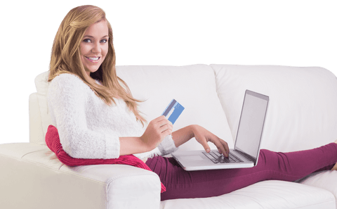 smiling woman online shopping on laptop with card - Download Free Stock Videos Pikwizard.com
