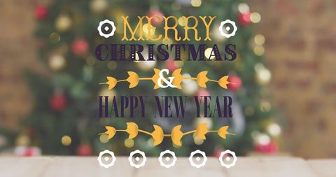 Merry Christmas and Happy New Year Greetings with Festive Background - Download Free Stock Images Pikwizard.com