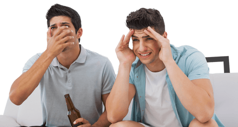 Enthusiastic Caucasian Men Reacting on Transparent Background