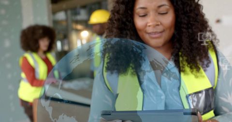 African American Female Architect Uses Tablet with Digital Interface - Download Free Stock Images Pikwizard.com