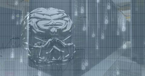 Digital Skull Against Server Background Symbolizing Cybersecurity Threats - Download Free Stock Images Pikwizard.com