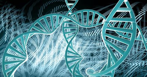 Glowing DNA Strands with Dynamic Light Trails - Download Free Stock Images Pikwizard.com
