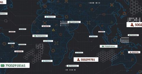 Monitoring Global Network Telemetry with Numeric ID Callouts, Radar Icons and Hexagon Grid