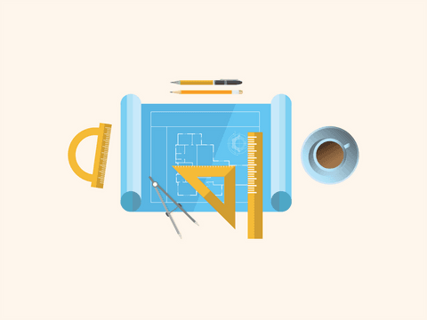 architectural blueprint with tools and coffee on transparent background - Download Free Stock Videos Pikwizard.com