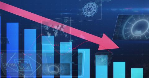Digital Financial Graph Showing Downward Trend with Futuristic Interface - Download Free Stock Images Pikwizard.com