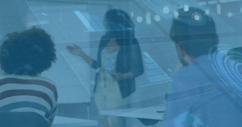 Dynamic business presentation with team engagement and modern technology