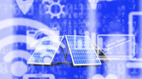 Digital Interactive Solar Panel Network in Blue