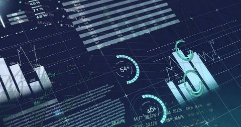 Innovative data dashboard display with charts and analytics