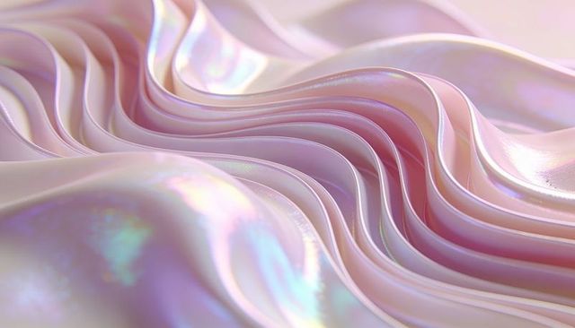 Iridescent pearlescent waves in pastel satin folds glossy abstract texture luxury design