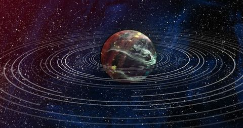 Abstract Brown Planet with Rings in Deep Space - Download Free Stock Images Pikwizard.com