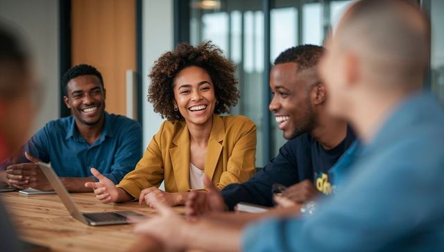 Diverse Team Engaged in Collaborative Office Meeting Discussion
