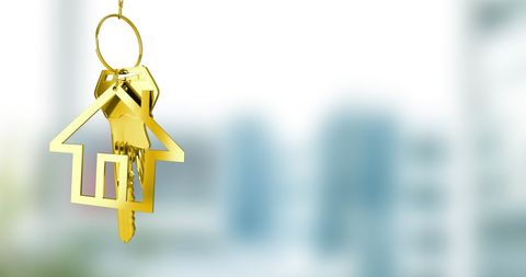 Golden House Keychain Symbolizes Real Estate Ownership - Download Free Stock Images Pikwizard.com