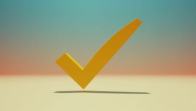 3d yellow checkmark with gradient backdrop symbolizing success