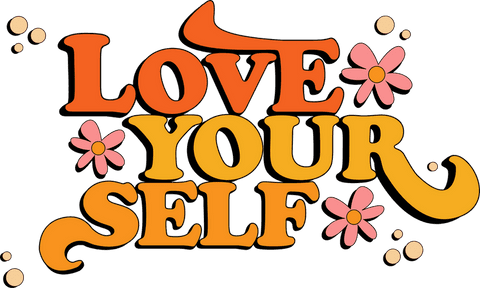 retro typography 'love yourself' with flowers on transparent - Download Free Stock Videos Pikwizard.com