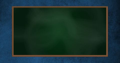 Empty green chalkboard on blue textured wall background