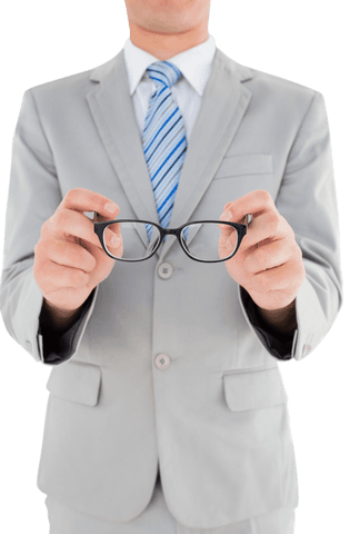 transparent businessman holding glasses in grey suit - Download Free Stock Videos Pikwizard.com