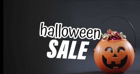 Halloween Sale Banner with Pumpkin Candy Bucket - Download Free Stock Images Pikwizard.com