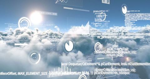 Data Processing Network Over Cl/ouds in Bright Atmosphere - Download Free Stock Images Pikwizard.com