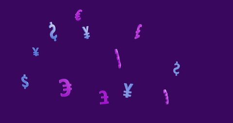 Floating Currency Symbols on Purple Background - Download Free Stock Images Pikwizard.com