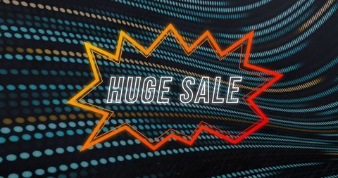 Vibrant huge sale banner with dynamic wave dots background