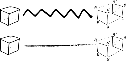 Transparent cube illustration with gradual perspective effect