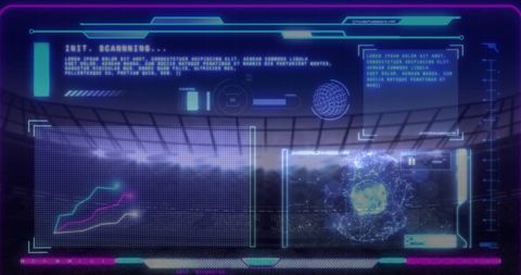 Futuristic Interface Displayed Over Sports Stadium at Night - Download Free Stock Images Pikwizard.com