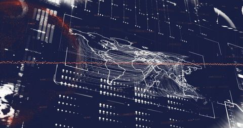 World Map with Global Data Streams and Digital Interface - Download Free Stock Images Pikwizard.com