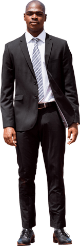 Focused Businessman with Confident Stance on Transparent Background