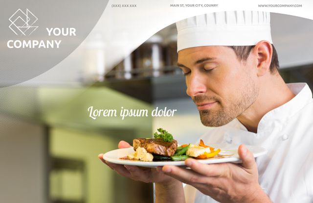 Chef Displaying Gourmet Dish in Professional Kitchen - Download Free Stock Templates Pikwizard.com