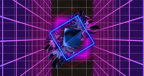 Futuristic Geometric Neon Art with Cyber Grid Patterns - Download Free Stock Images Pikwizard.com