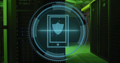 digital shield icon over servers, cybersecurity technology concept - Download Free Stock Images Pikwizard.com