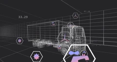 Futuristic Truck Data Visualization with Emissions Tracking