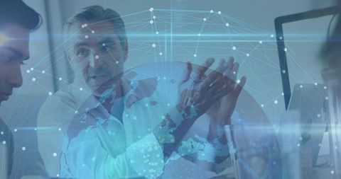 Business Manager Sharing Ideas with Global Network Overlay