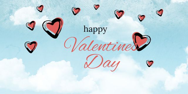 Romantic Valentine's Day Heart Card Design with Sky Background - Download Free Stock Templates Pikwizard.com