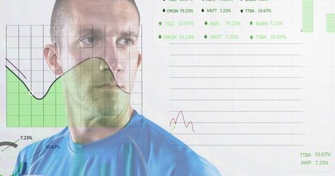 Business professional examining digital finance charts