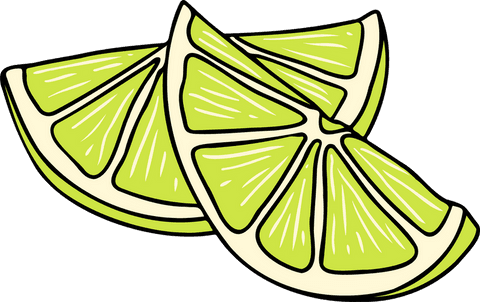 Hand-drawn lime wedges on transparent background