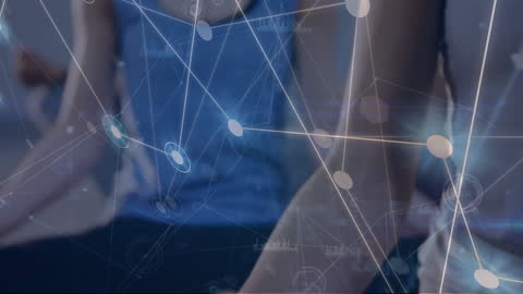 Digital Network Overlay on Tennis Court Scene